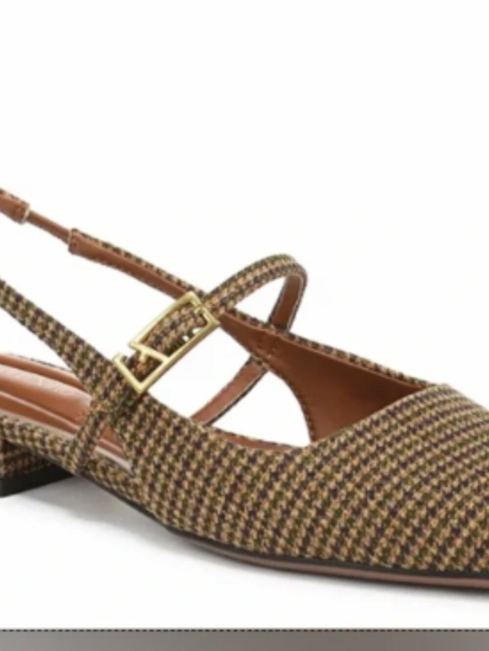 Franco Sarto Destin Yellow Houndstooth Plaid Slingback Never Worn, SZ 10 - Picture 2 of 10